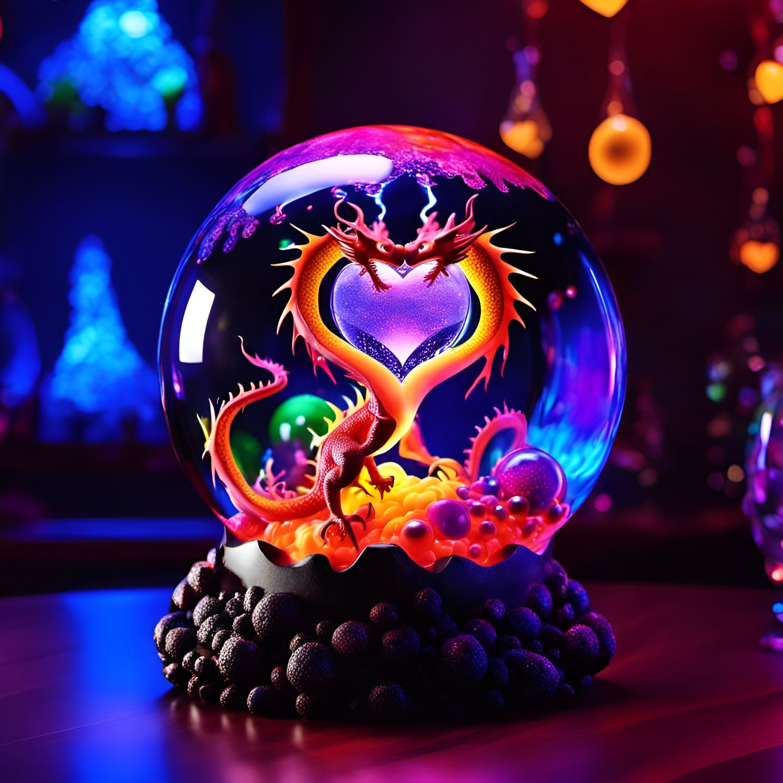 Dragon Heart Lava Lamp in Ultrarealistic 3D