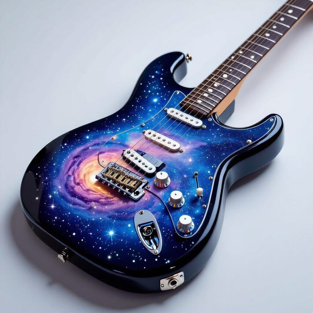 Cosmic Fender Guitar with Milky Way Galaxy Inside