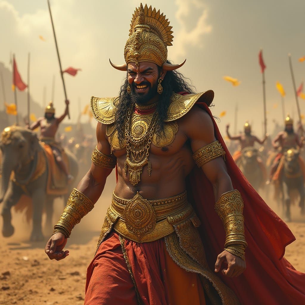 Demonic Indian Supervillain in Royal Armor