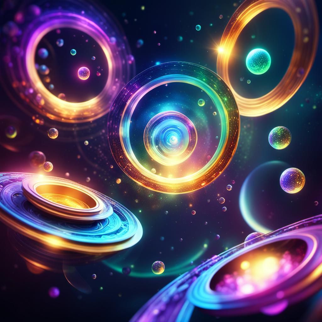 Dreamlike Circles in Vibrant, Iridescent Aura
