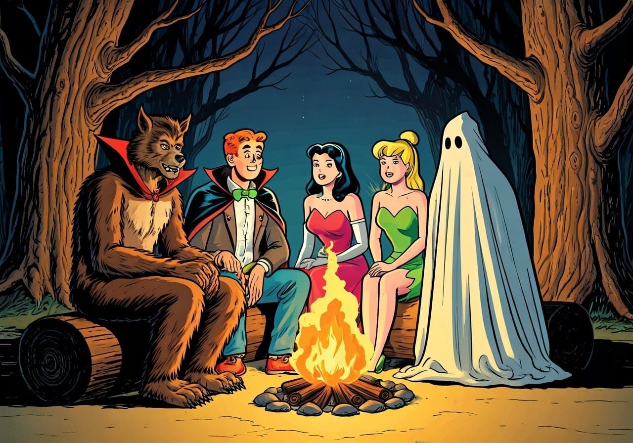 Archie Comics Halloween Costume Party in Retro Comic Style