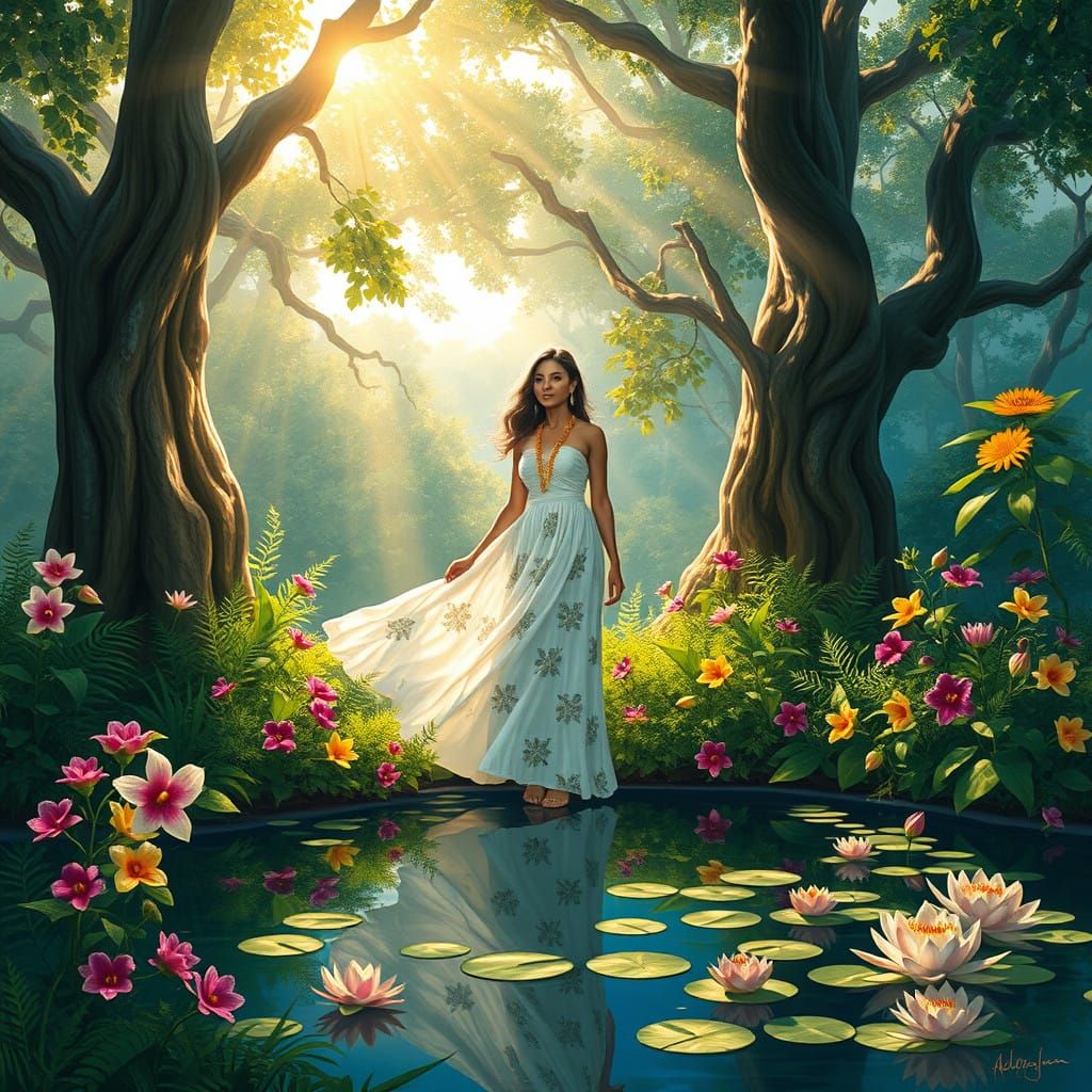 Tahitian Goddess in Vibrant Tropical Paradise