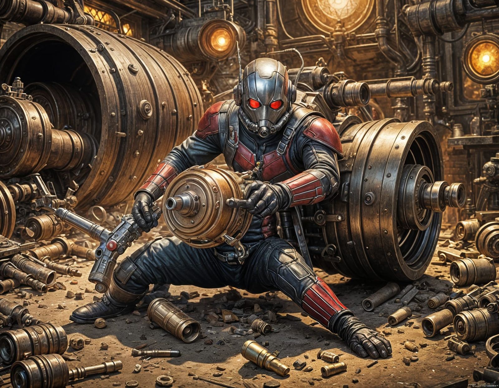 Ant-Man Emerges from Revolver in Hyperrealistic Scene