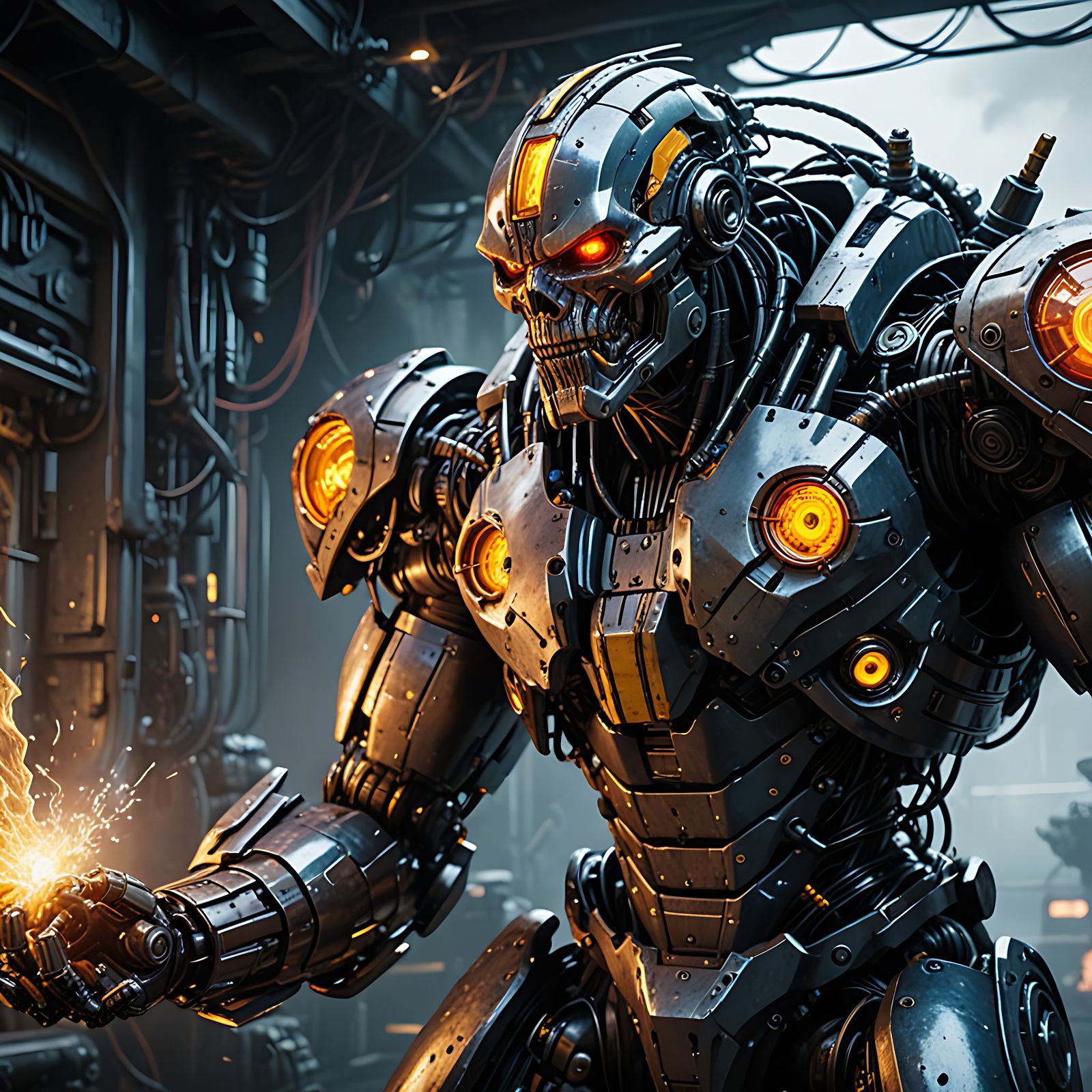 Robotic Mercian Warrior Battles Cybernetic Santa with Blazin...