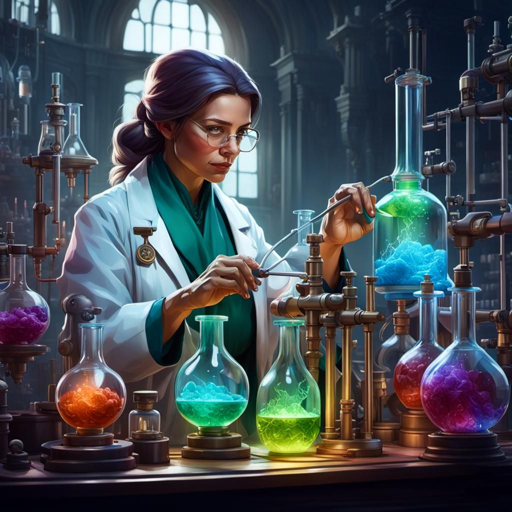 Woman Scientist Portrait in Detailed Digital Art