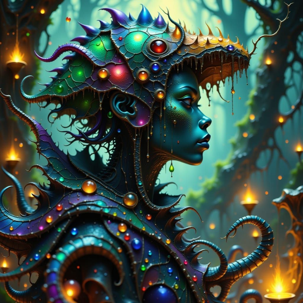 Mystical Octopi-Dragon Hybrid in Dark Sci-Fi Style