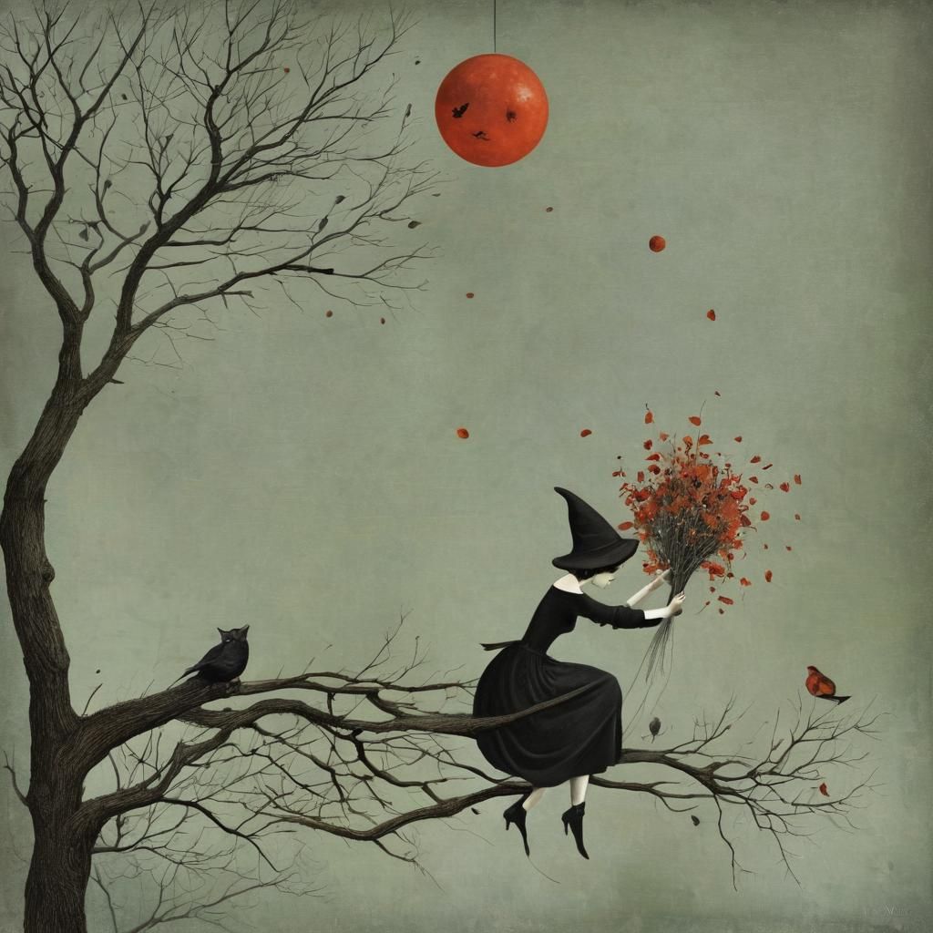 Whimsical Witch's Apprentice Illustration