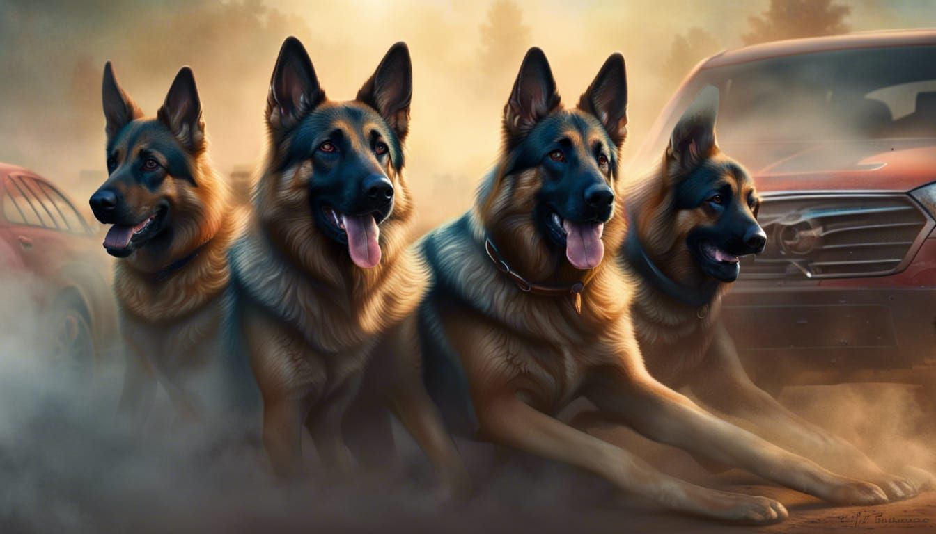 German Shepherds Compete in NASCAR Race: 8K Detail