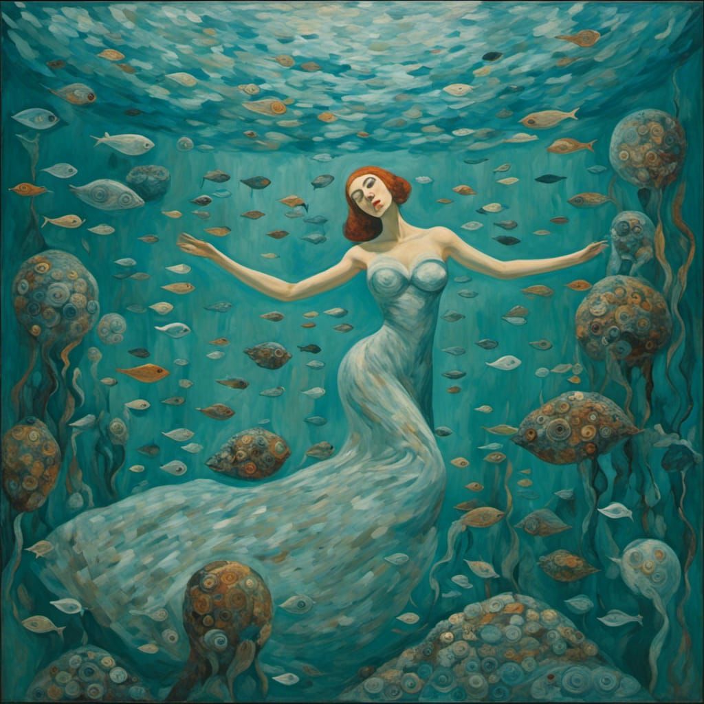 Mystical Underwater Ballet in Aquamarine Depths