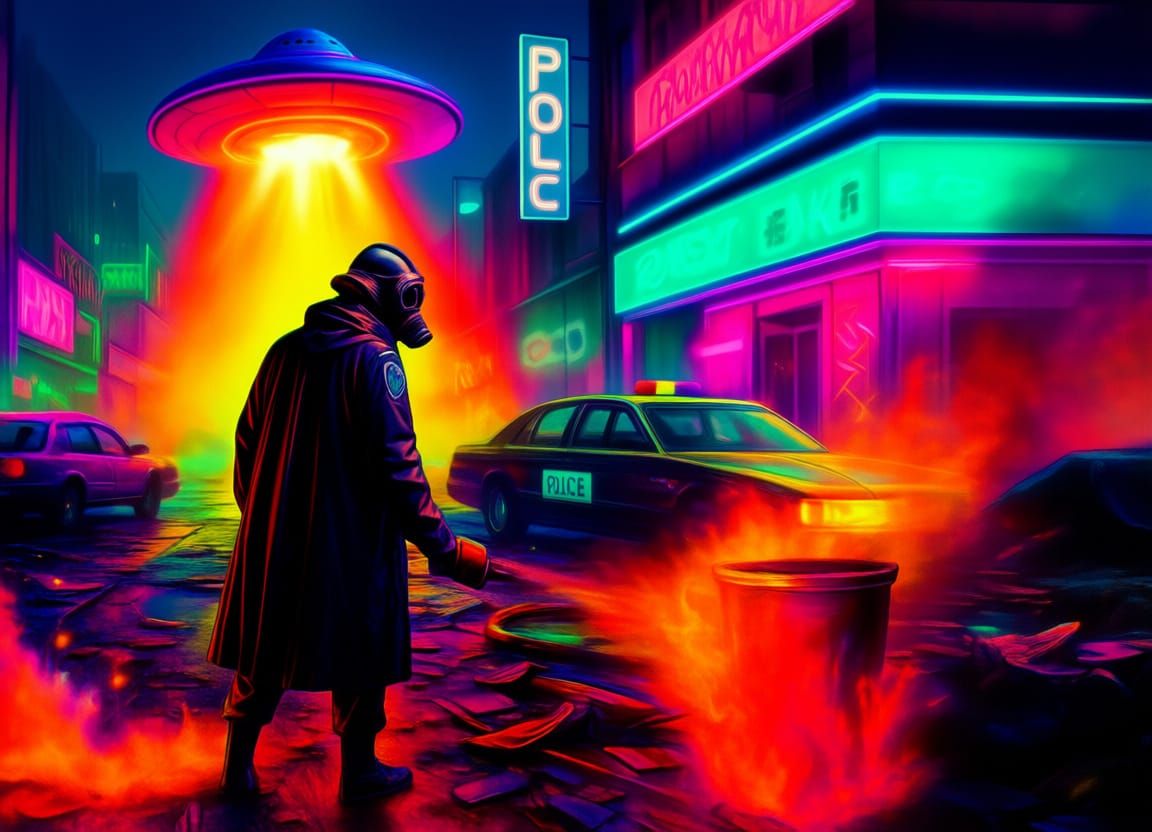 Dystopian Figure Engaged in Rebellion