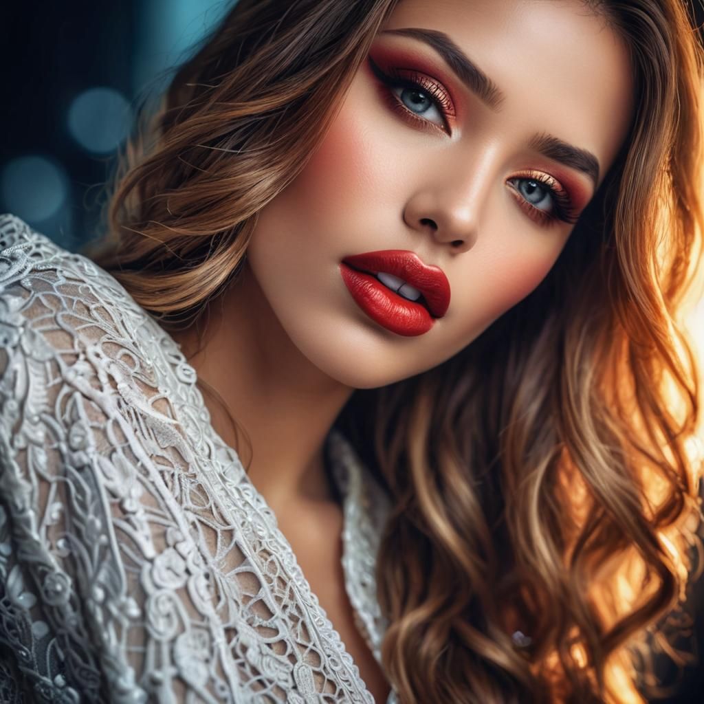 Hyperrealistic Portrait of a Beautiful Woman with Makeup