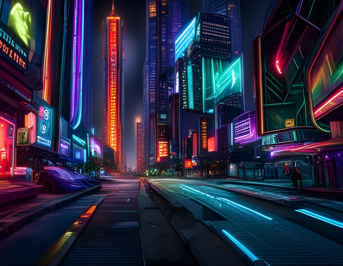 Neon Alien Jungle Nightscape in Digital Art Style
