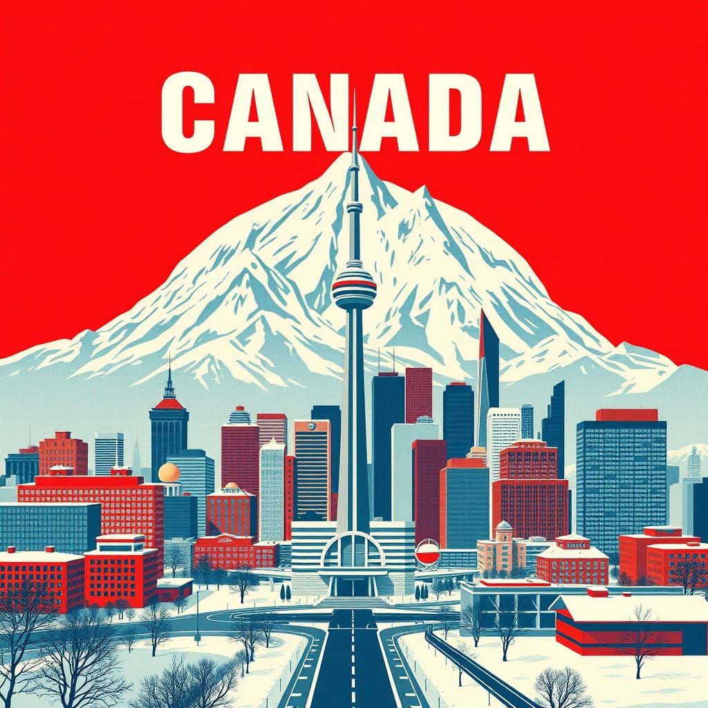 Soviet-Inspired Toronto Cityscape Winter Wonderland in Bruta...