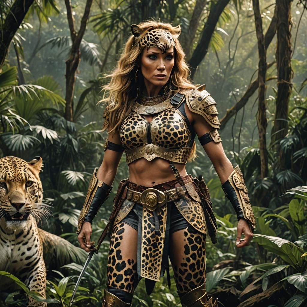 Sheena, Jungle Warrior in Leopard Armor, 8K