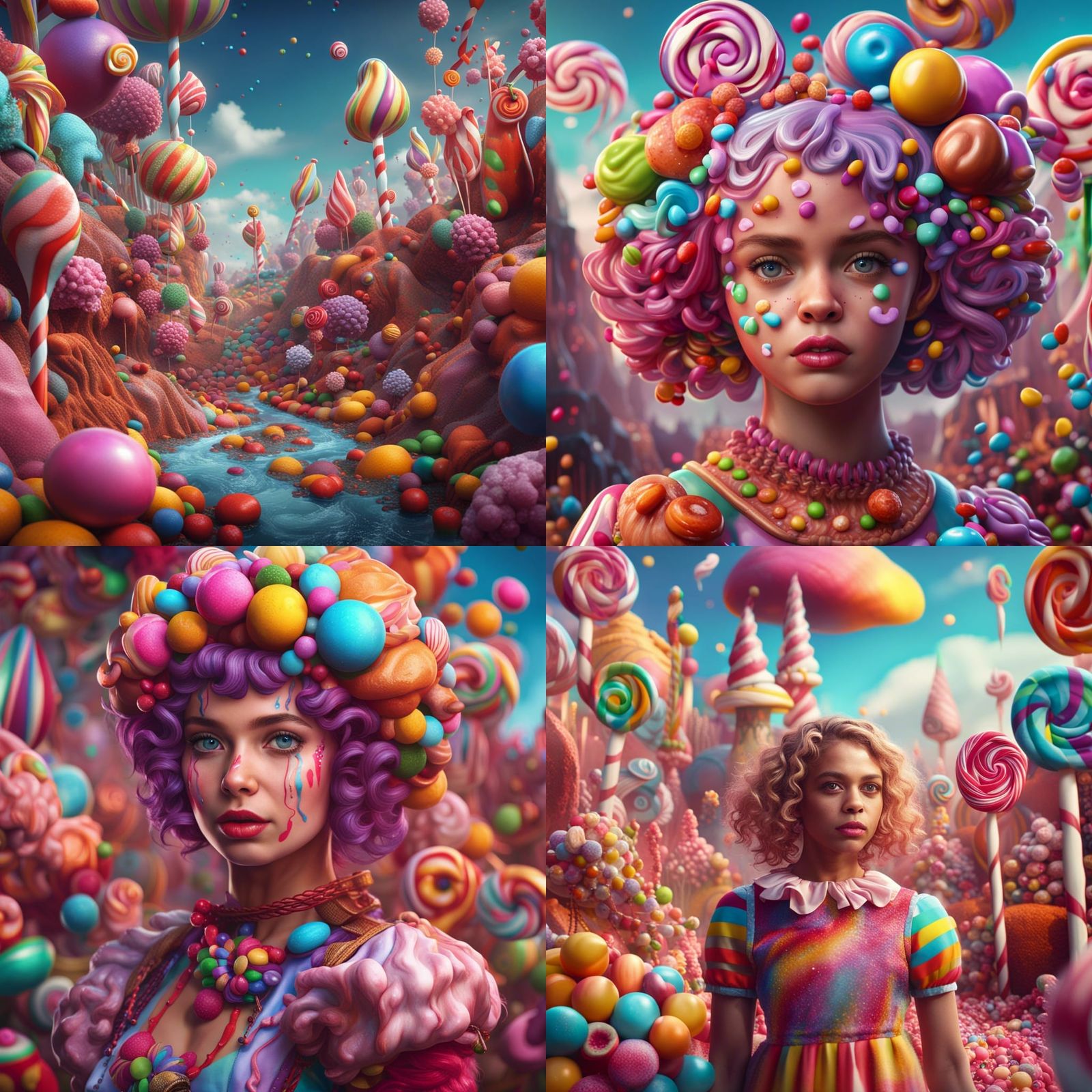 Realistic Candy Land Portrait in Detailed Matte Painting