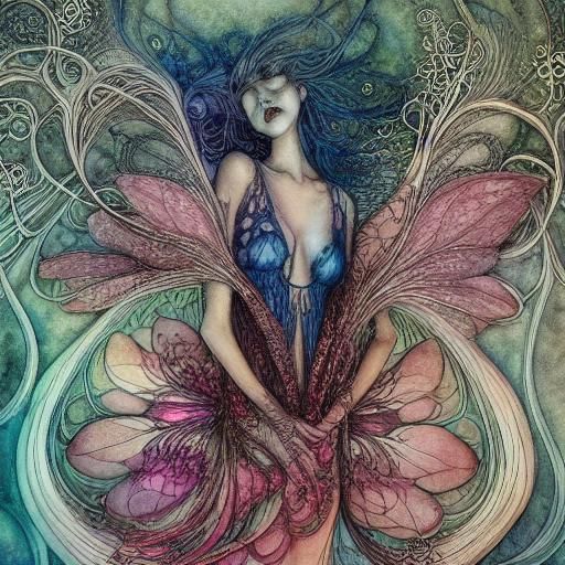 Mandelbulb Fairy in Lotus with String Dress