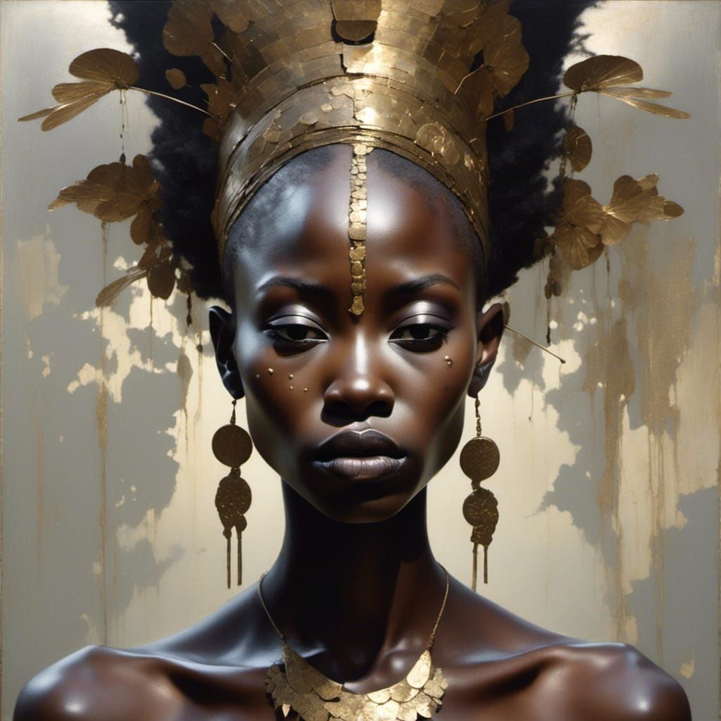 Afrocentric Portrait in Pre-Raphaelite Style