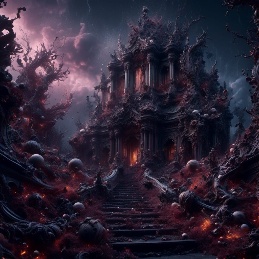 Fantastical Graveyard Matte Painting in Deep Color