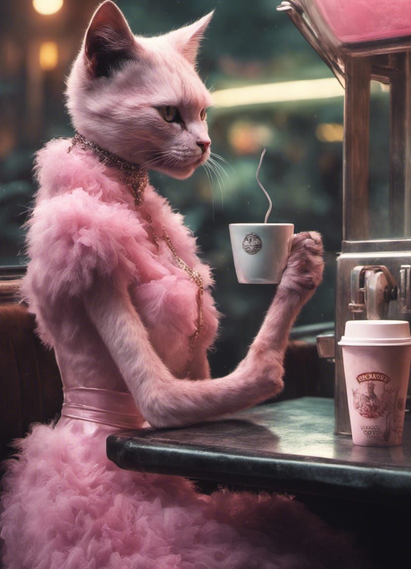 Pink cat lady.