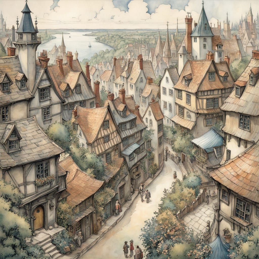 Bird's eye view of a town