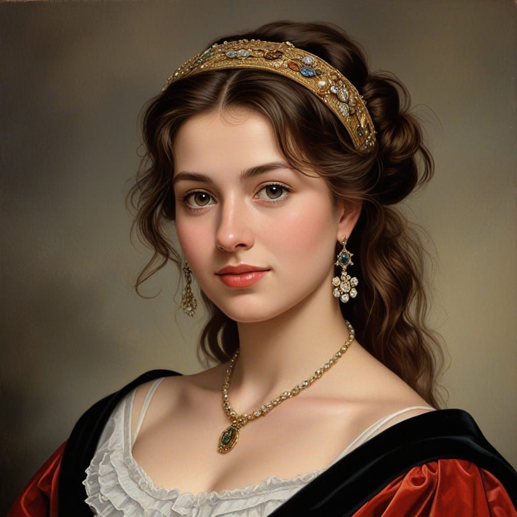 Czechoslovakian Woman in Traditional Garb as Rubens Oil Pain...