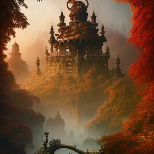 Steampunk Chocolate City in Autumnal Wonderland