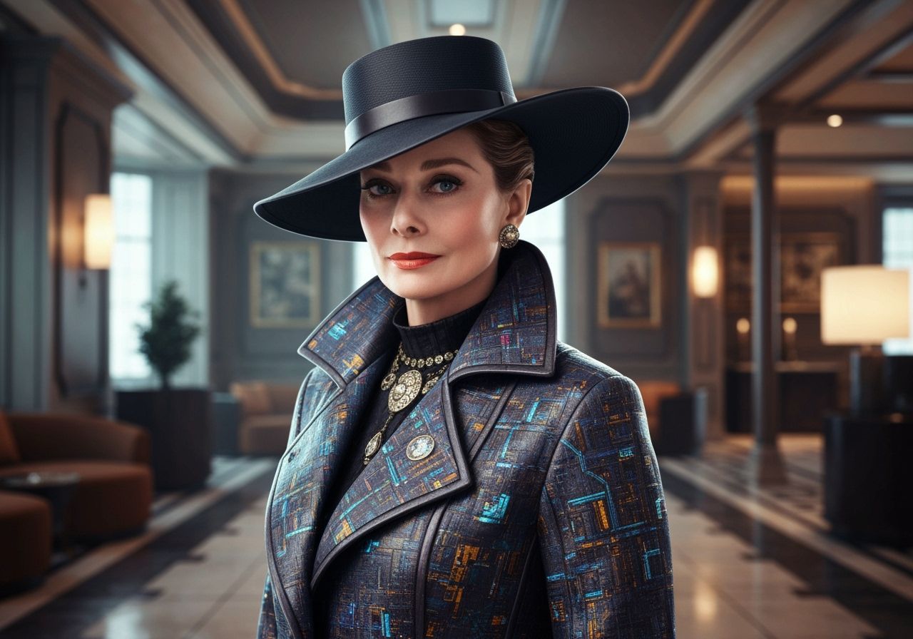 Katharine Hepburn in Cyberpunk Style Portrait