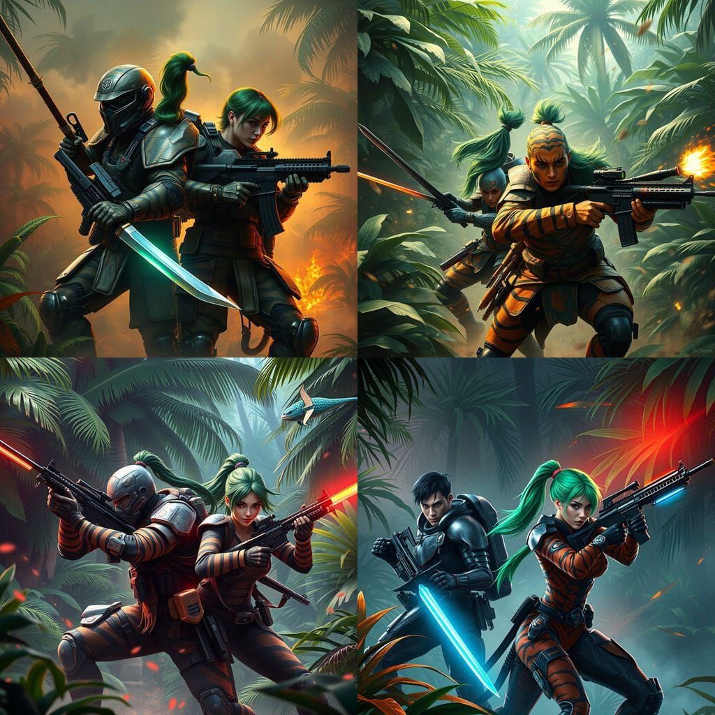 Fantastical Jungle Warriors in Tiger Stripe Camouflage