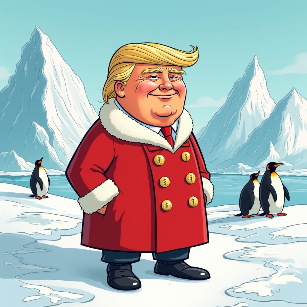 Sunny President Trump in Cartoon Greenland