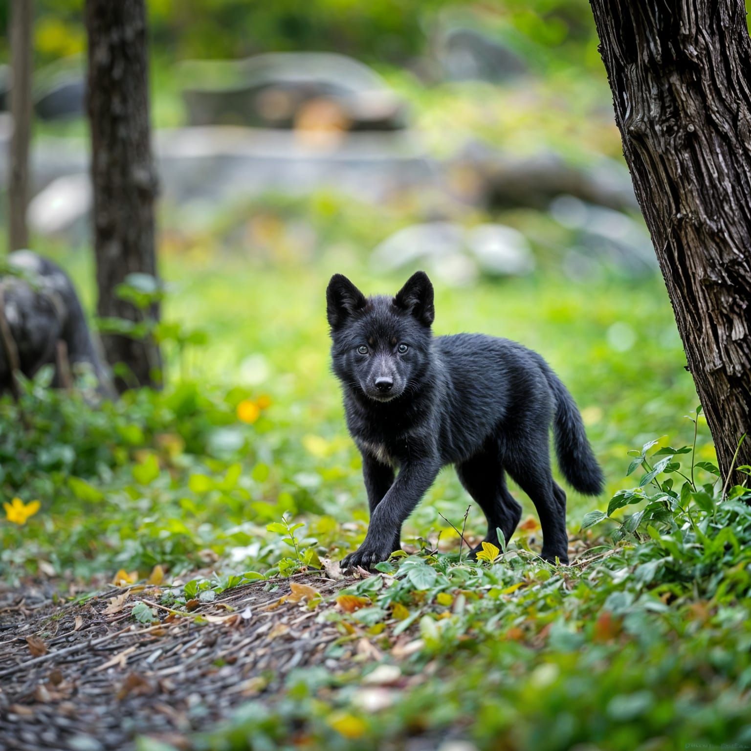 Black Wolf Cub Portrait