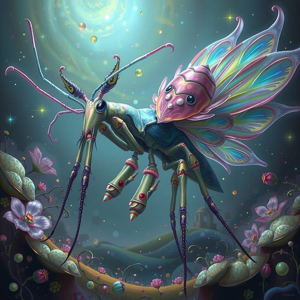 Whimsical Exoplanet Creature in Fairy Punk Style