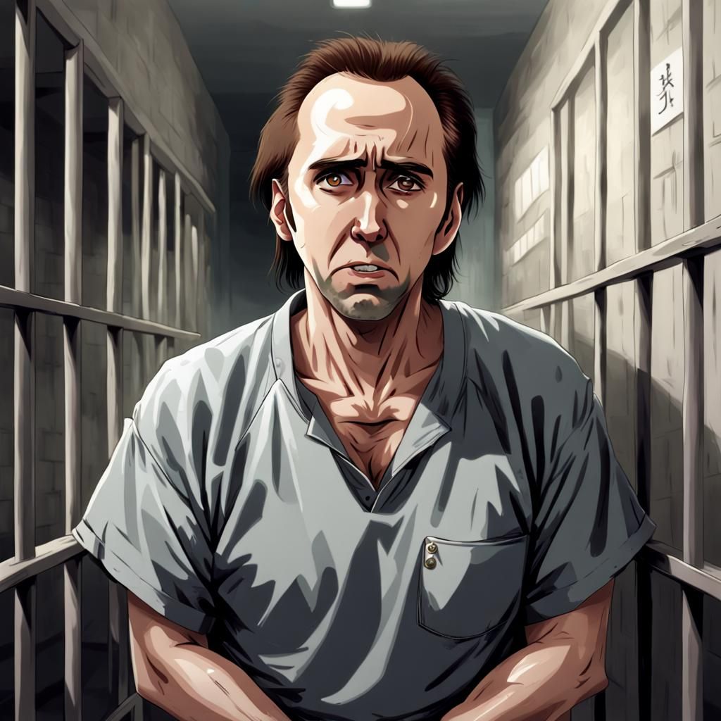 Nicolas Cage in Prison: Anime Style Art