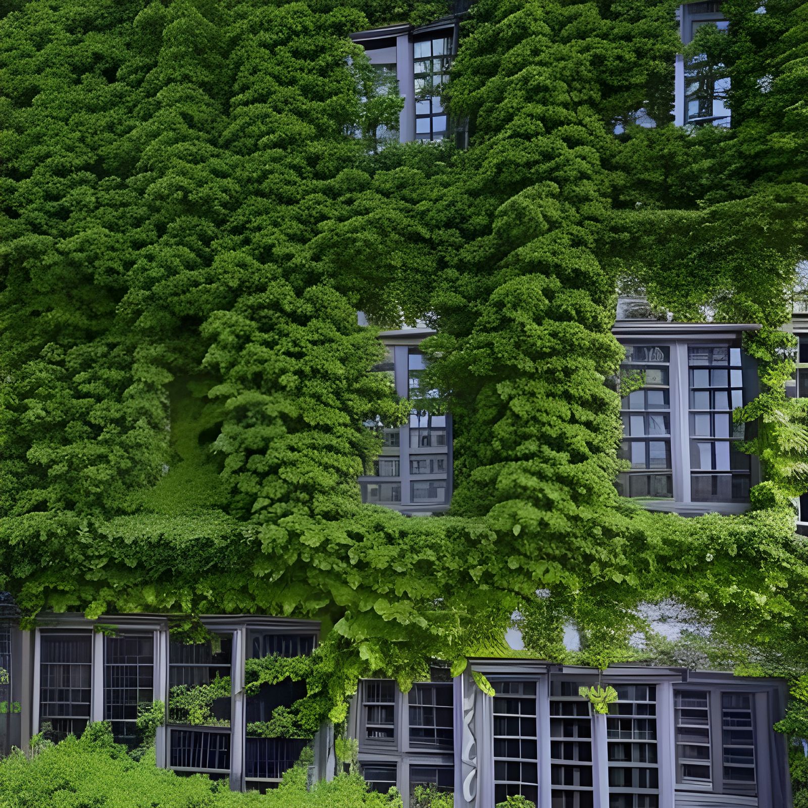 Hyperdetailed Building Covered in Vines