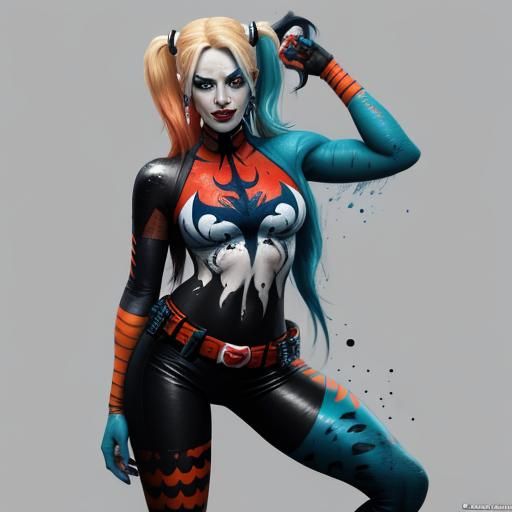 Harley Quinn Venom Transformation in Neon Style