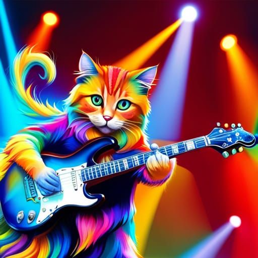 Rock Star Cat Guitarist on Stage