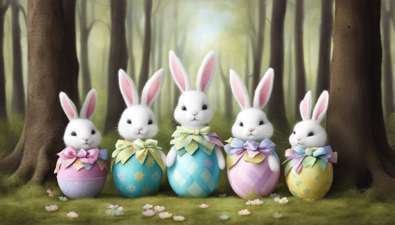 Whimsical Easter Bunny in Excentric Toxido Wonderland