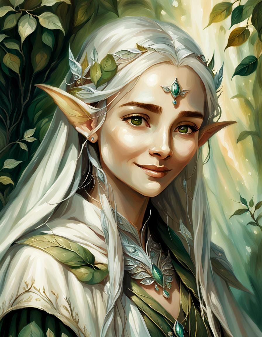 Elven Princess Portrait in Oil Painting Style