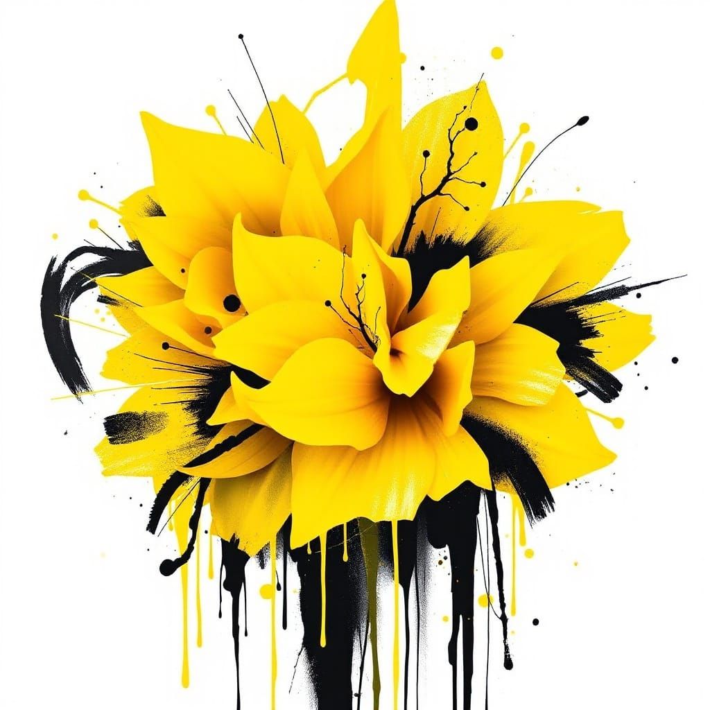 Cyber Yellow Abstract Digital Art