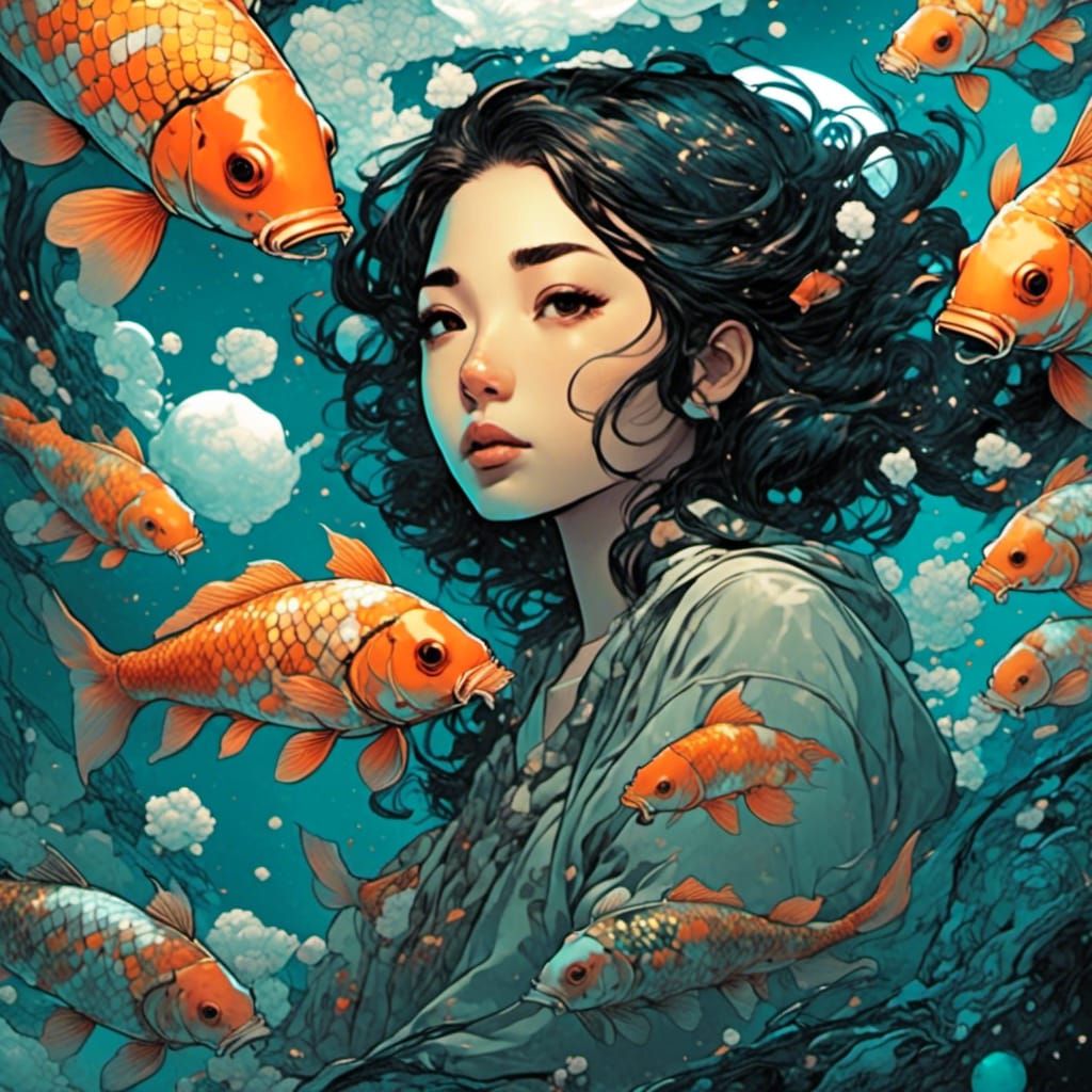 Koi Fish Speech Bubble Comic Book Art