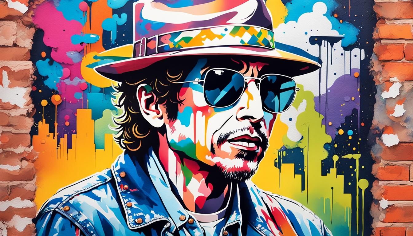 Bob Dylan Pop Art Watercolor Portrait