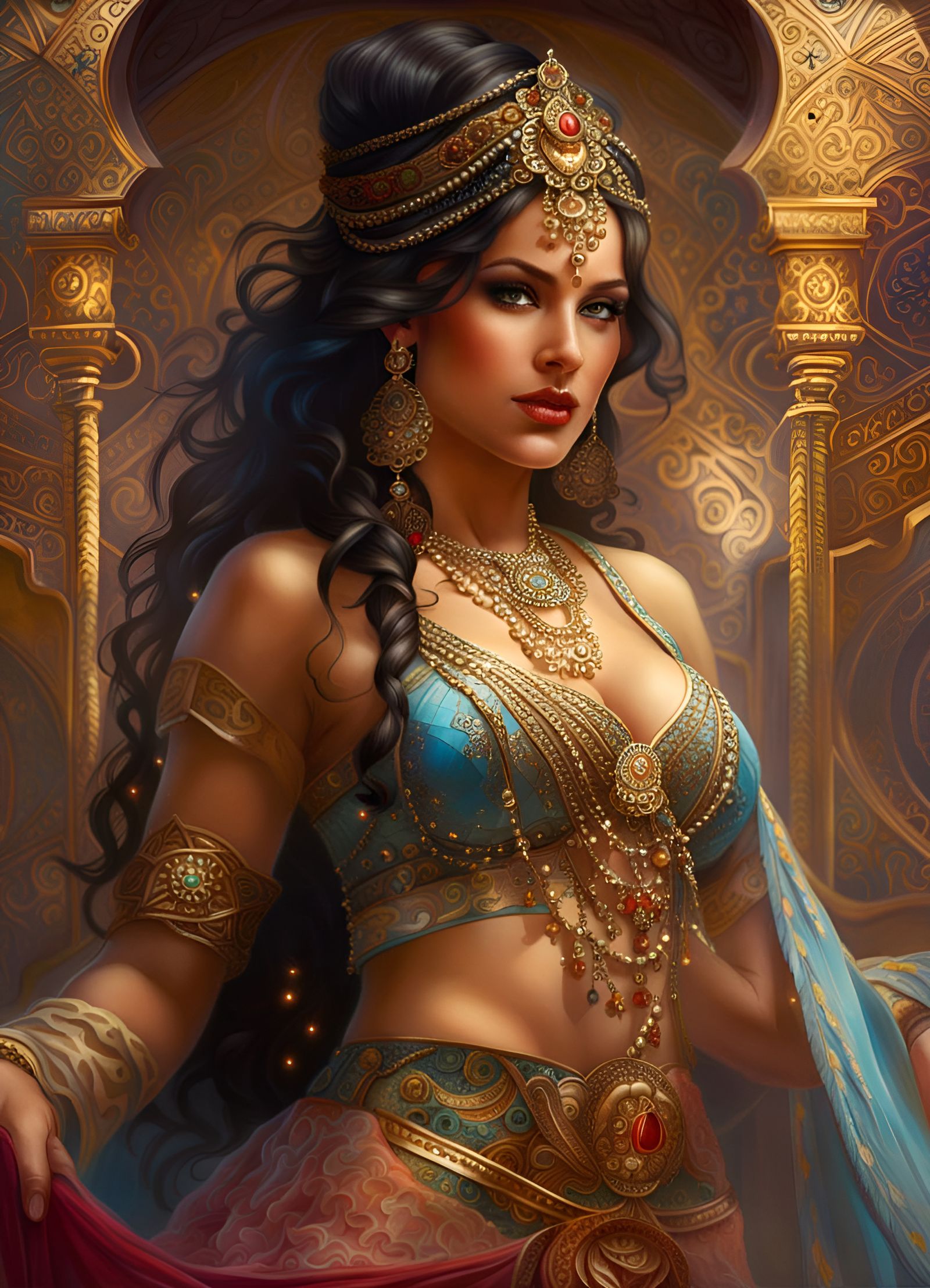 Voluptuous Bellydancer in Hyperrealistic Style