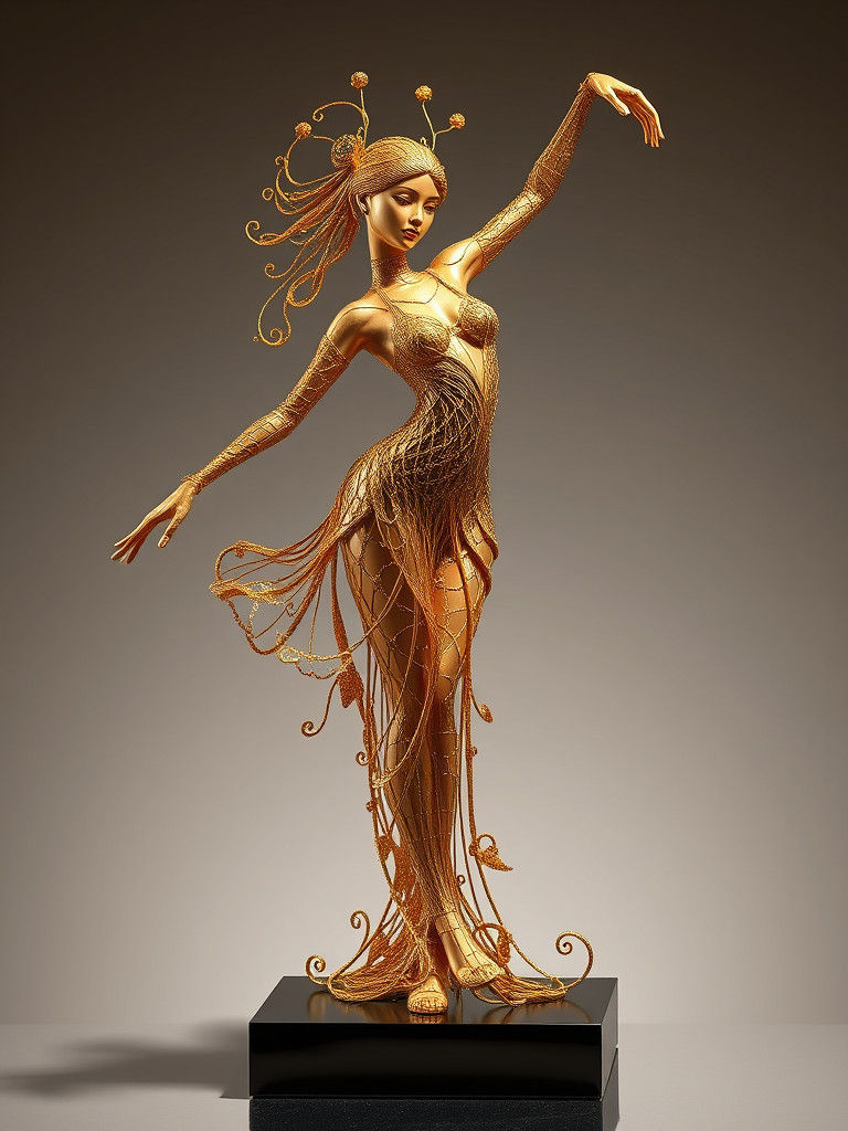 Chrome Wire Art Deco Dancer Sculpture