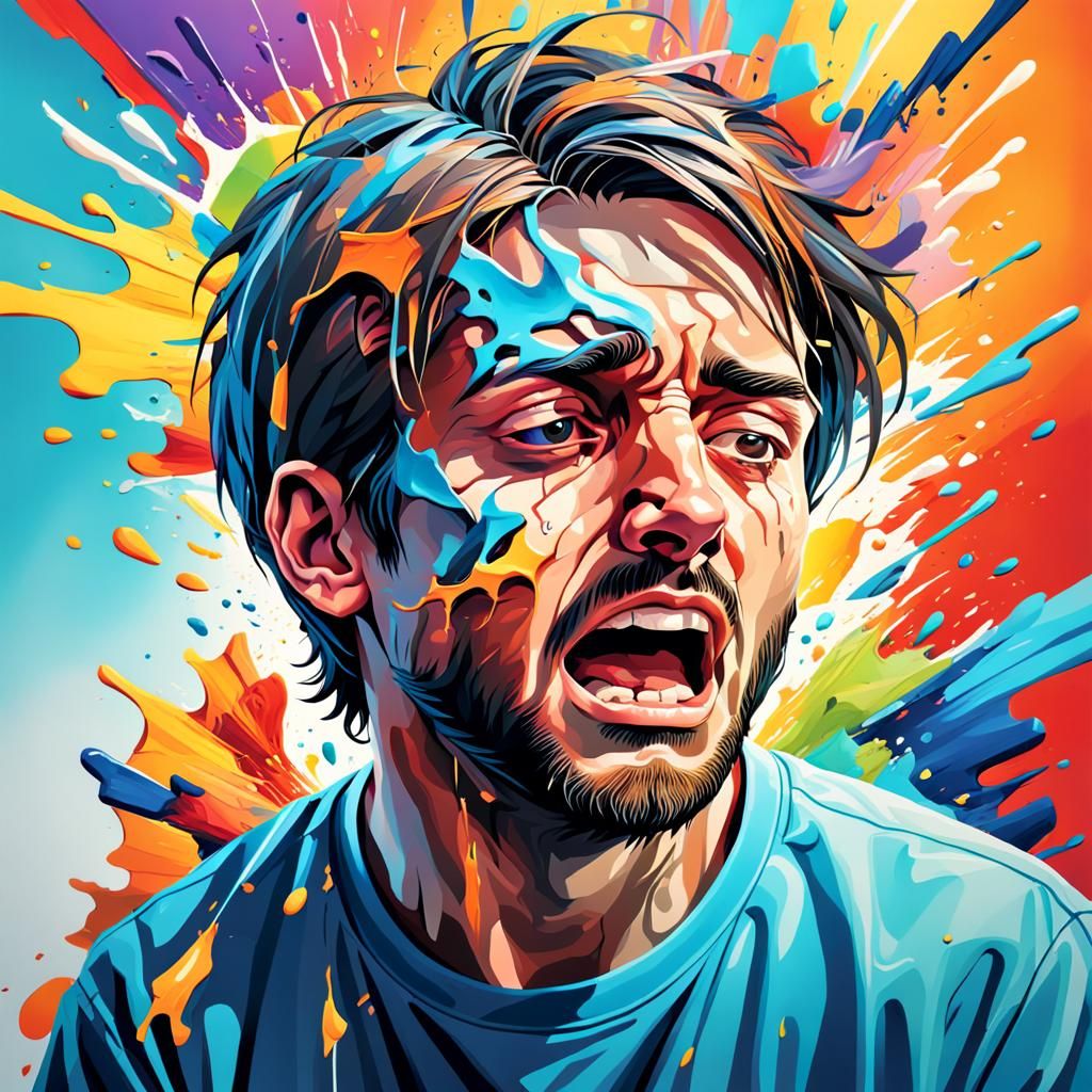 Man Trapped in Mind: Hyperrealistic Abstract Portrait