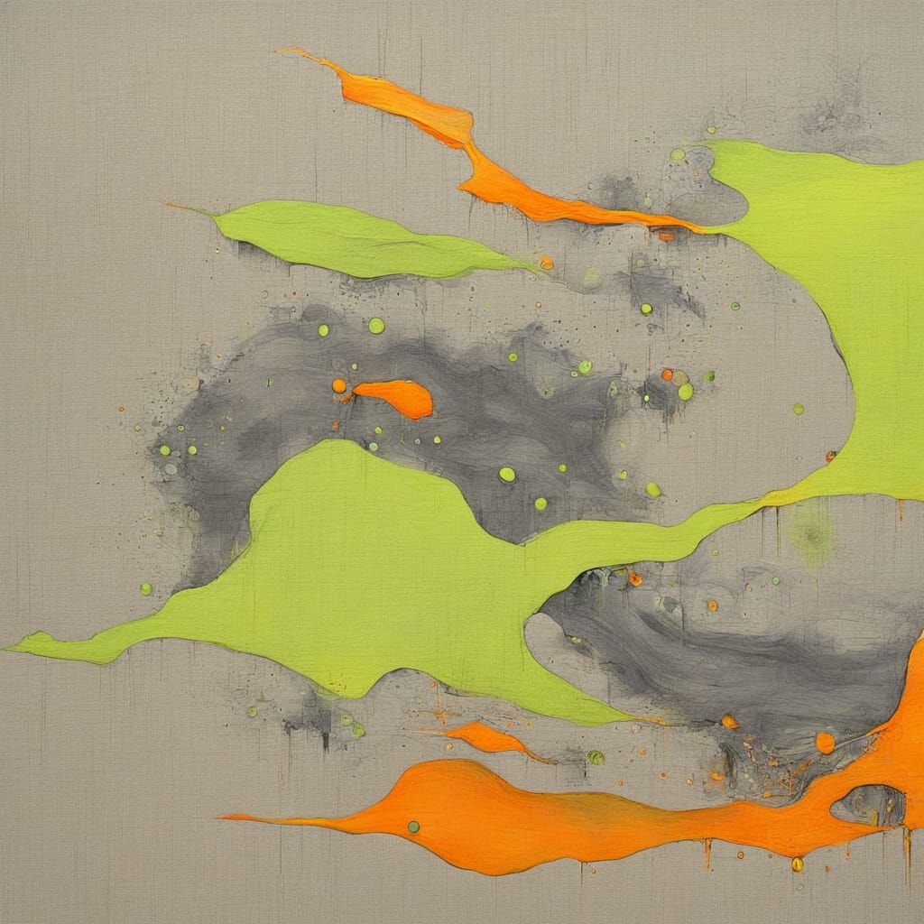 Surreal Abstract Painting of Khaki Pavlova in Electric Lime ...