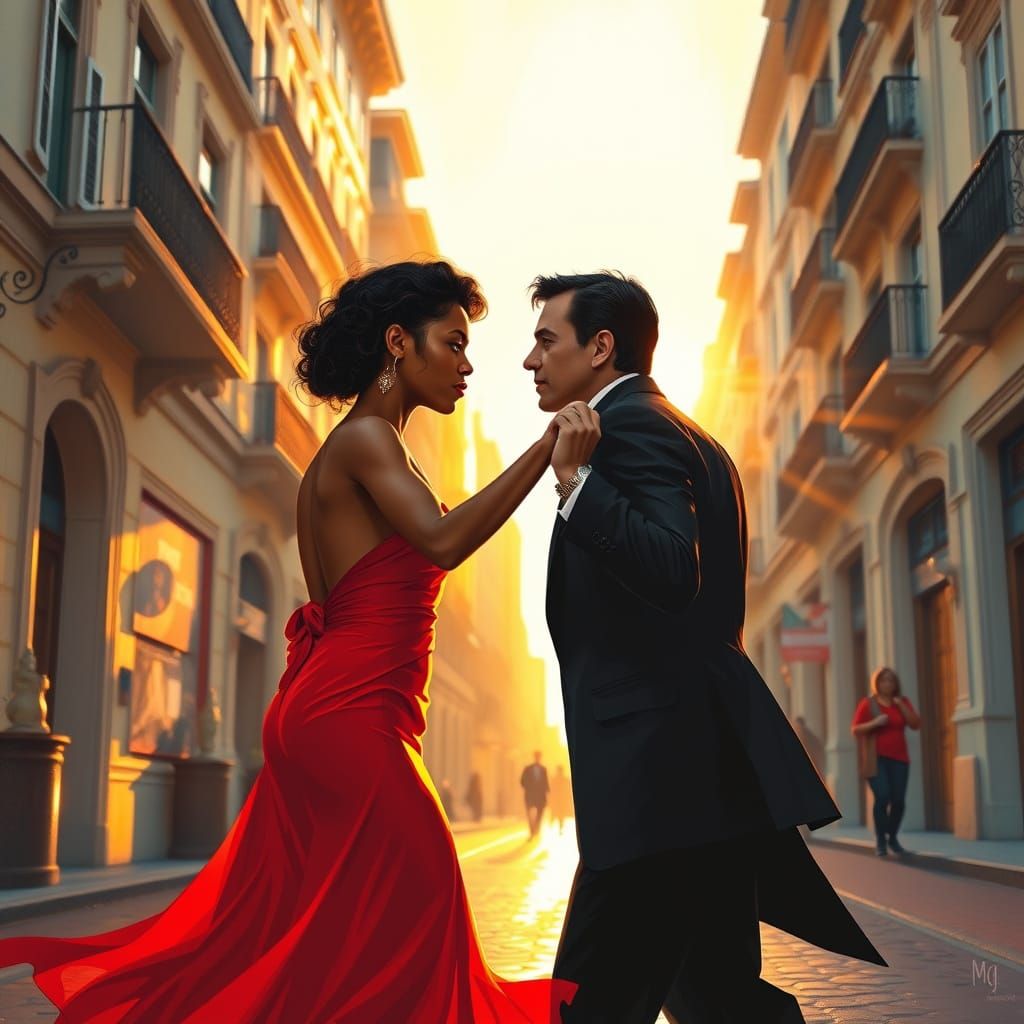 Afro-Brazilian Woman Dancing Tango in Buenos Aires Streets