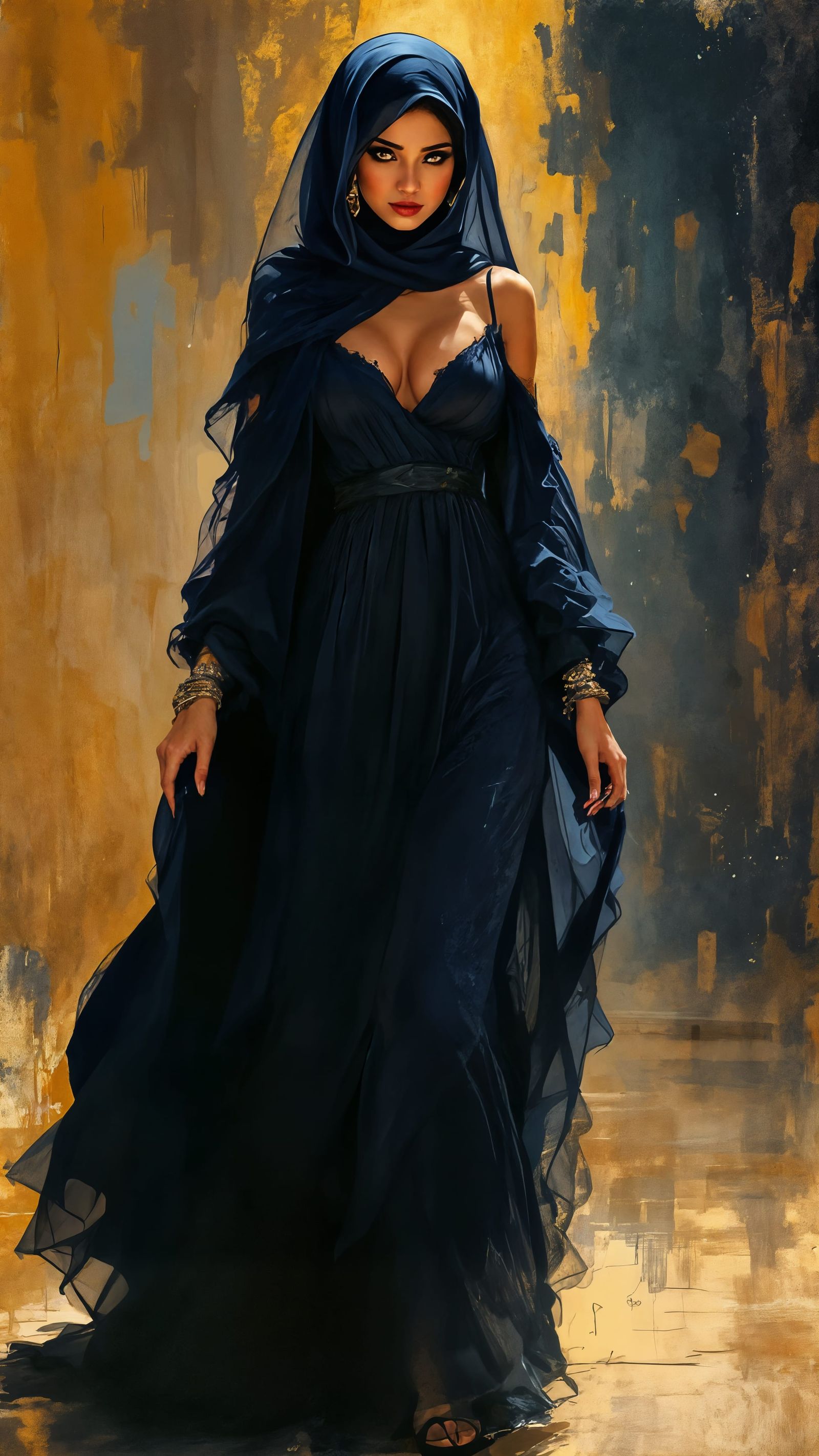 Romantic Arab Beauty in Midnight Blue Hues