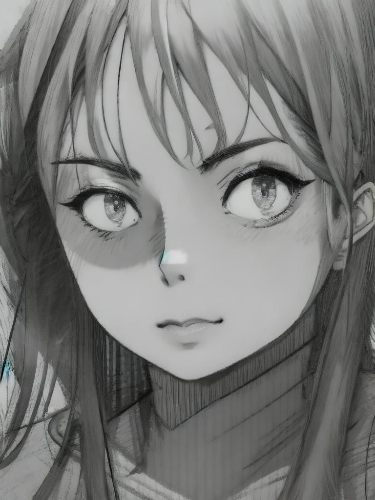 Monochrome Charcoal Sketch of a Young Woman on Paper