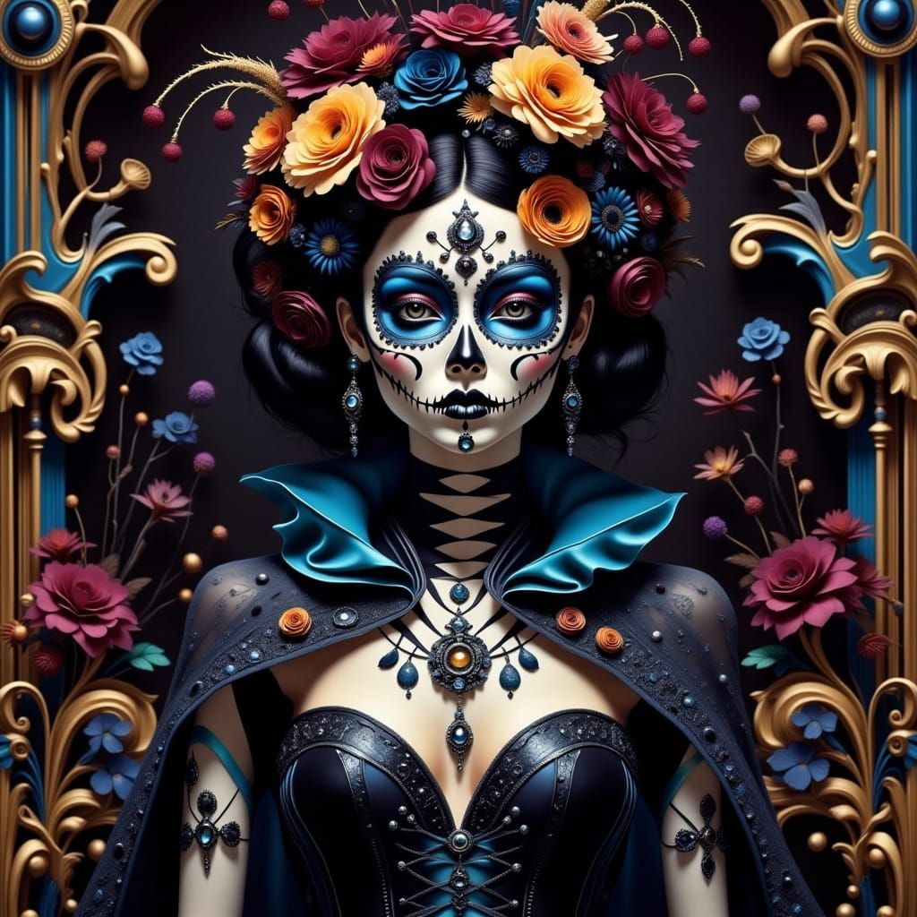 Gothic Sugar Skull Mask with Baroque Ornaments