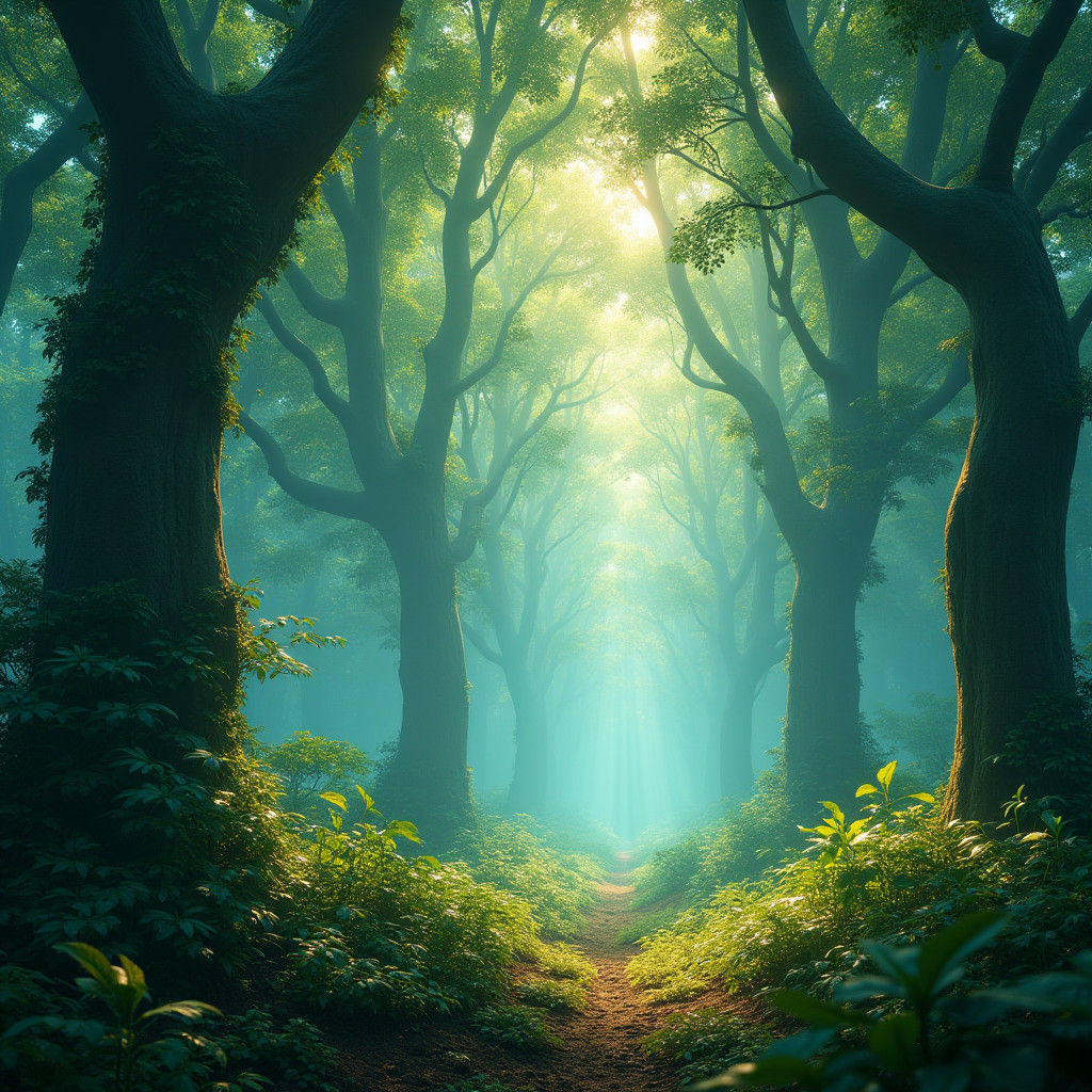Ethereal Forest of Entwined Mist Trees