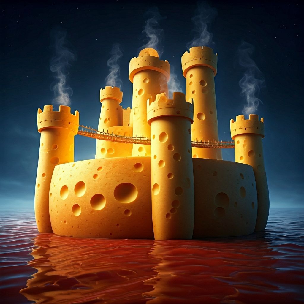 Grand Cheese Castle at Night in Photorealistic Style